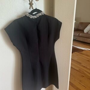 Stud- Pearls neckline midi dress . HK boutique.